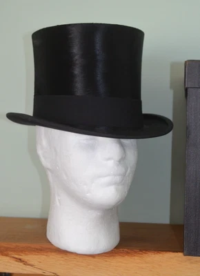 Antique Black Silk Top Hat Scott & Co Piccadilly London(now Lock & co) + Box S.7 - Image 1 of 4
