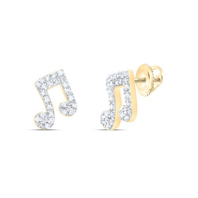 Ohrstecker 0,22 kt natürlicher Diamant Musiknote 10 kt Gelbgold