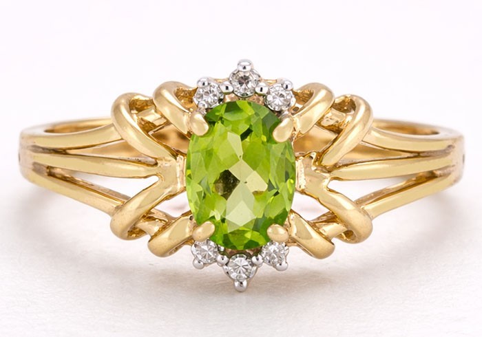Genuine 1.30 Ct Peridot & Diamond Ring – 10K Gold – Free Certificate Appraisal