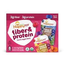 Happy Tot Organics Fiber  Protein Stage 4 Organic 2-Flavor Variety Pack - 8ct