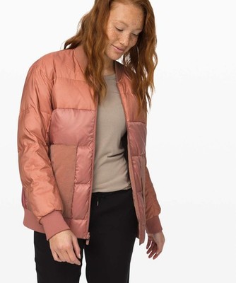 Lululemon Women's size 2 Roam Far Bomber Chalky Rose puffer Reversible jacket