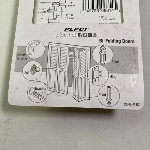 2-pack Prime Line N 6614 Wardrobe Bi-Fold Door Top Guide Roller, 7/8" O.D. PLPCI - Picture 4 of 6