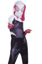 Girls M 7/8 Spider-Gwen Hooded Jumpsuit With Mask Halloween Costume
