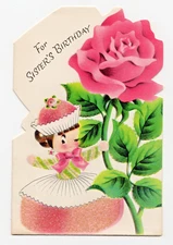 Vintage NORCROSS Sweet Shoppe Glitter Cupcake Candy Girl Birthday Card