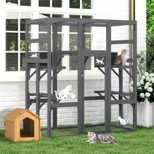 COZIWOW 70'' Large Cat Catio Outdoor Cat House Cat Enclosure with 4 Platforms