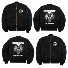 Weeknd Starboy XO Black Satin Jacket Music Artist Tour Fan Bomber Jacket