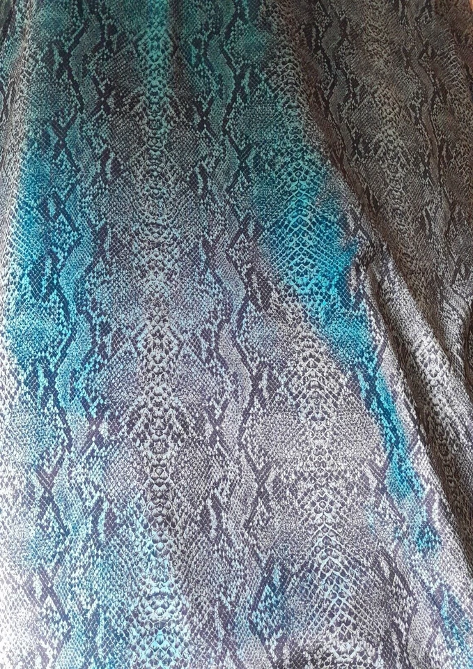 6 yards - Turquoise Snakeskin Printed Faux Synthetic Fabric 48" x 6 yards - NEW - Image 4 of 4