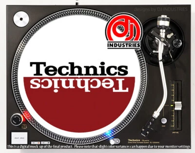 DJ INDUSTRIES Technics Mirror Black on Red - DJ slipmat for LP turntable record player