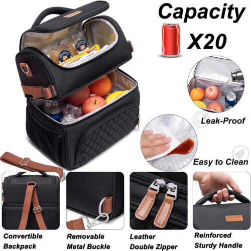 Leakproof Cooler Lunch Bag for Men and Women - Spacious Dual Compartment Design - Picture 7 of 9