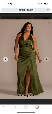 martini olive bridesmaid dress david's bridal NWT Charmeuse Halter Size 14 Size:7 US (9 EUR) Shoulder Cutout Dress in Bra-friendly Beach Club Glitter Halter