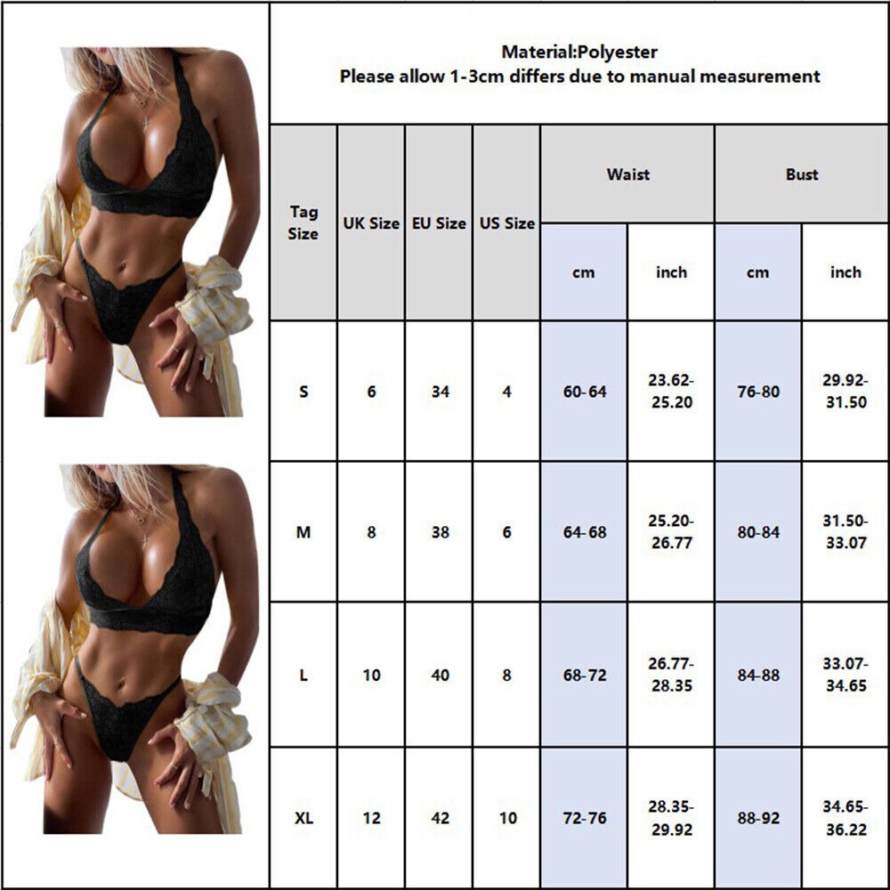 Women Lace Bikini Bra Set Micro Thong Brief Underwear Swimsuit