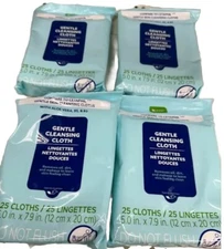 🔥4PK🔥25 Wipes  Gentle Cleansing Cloth  5.0 in x 7.9 in SAME DAY SHIPPING 