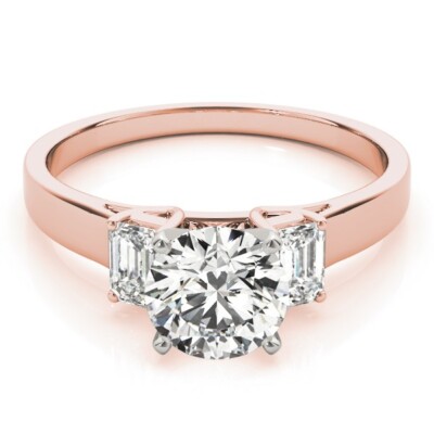 1.40 Ct Round Cut Lab Created Diamond Engagement Ring 14K Solid Rose Gold B