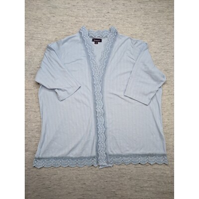 Roaman's Crochet Trim Cardigan Open Front Lightweight Cover Up Plus Size 2X