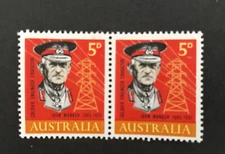 1965 5d General Monash MLH Pair Pre Decimal Stamps
