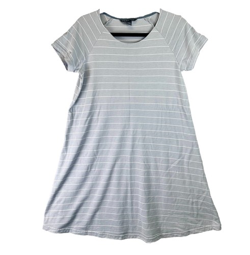 Free Fly Shirt Dress Womens M Bamboo Dockside Gray White Striped Athletic Outdoo - Picture 2 of 9