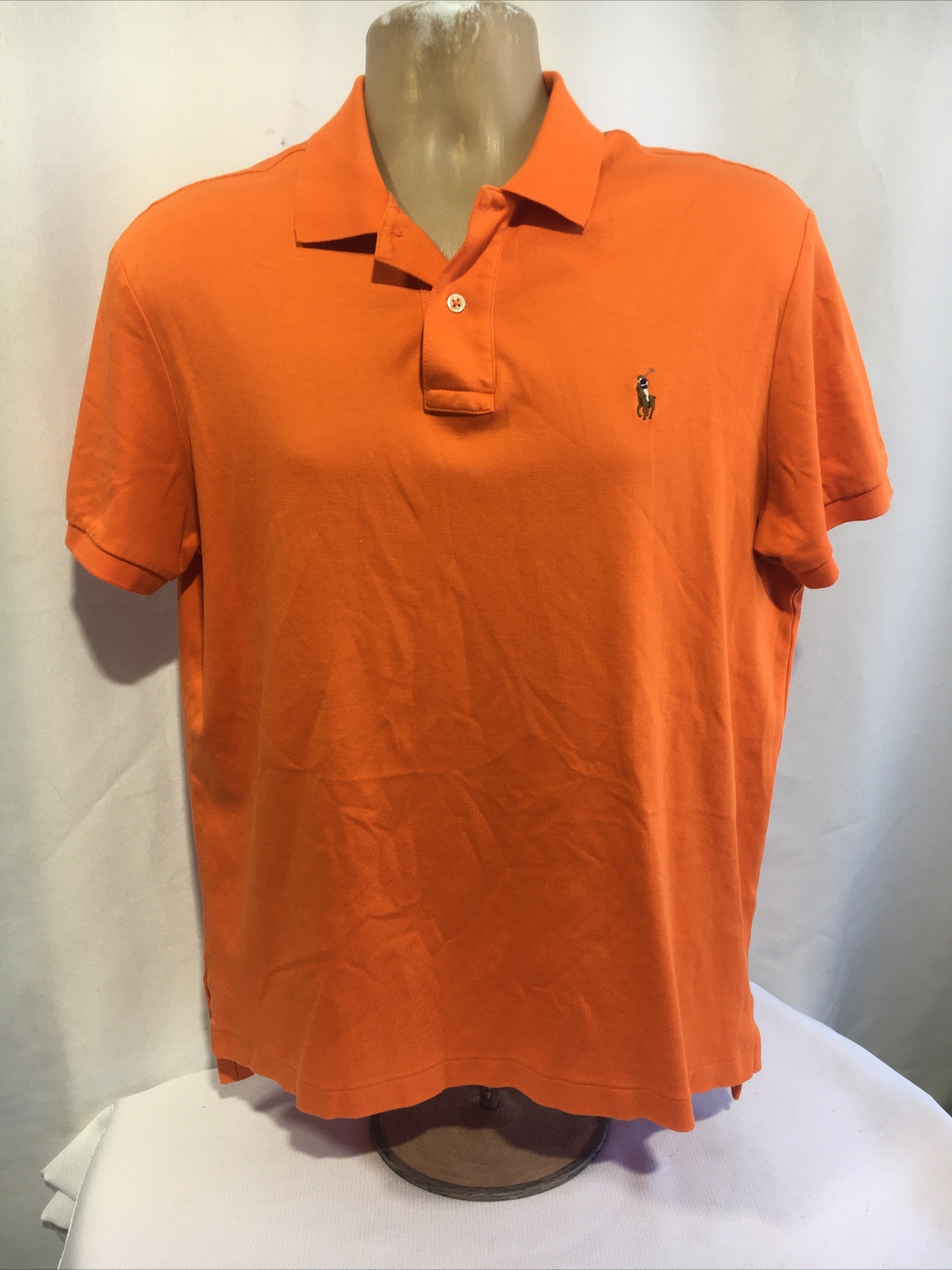 Polo Ralph Lauren Camicia Adulto Arancione Pima Soft Touch Preppy Pony Logo Uomo L.