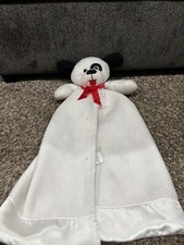 Vtg Gerber White Puppy Dog Baby Security Blanket Lovey Red Bow Black Spot Satin