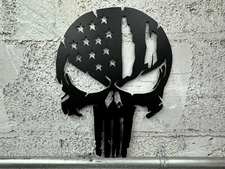 Metal Wall Art Punisher Skull with American Flag