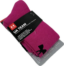 Under Armour Team Kids Pink Black OTC Polyester UA Logo Performance Socks L 1-4