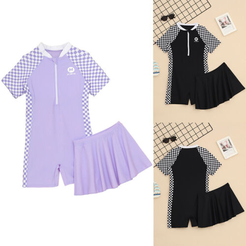 Girls Outfits Bodysuit Set Surfing Suit Short Sleeve Costume Swimwear Summer - Picture 4 of 27