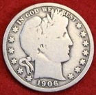 1906 Barber Half Dollar 90% Silver Coin Circulated BH554
