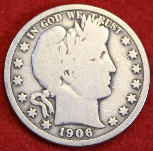 1906 Barber Half Dollar 90% Silver Coin Circulated BH554