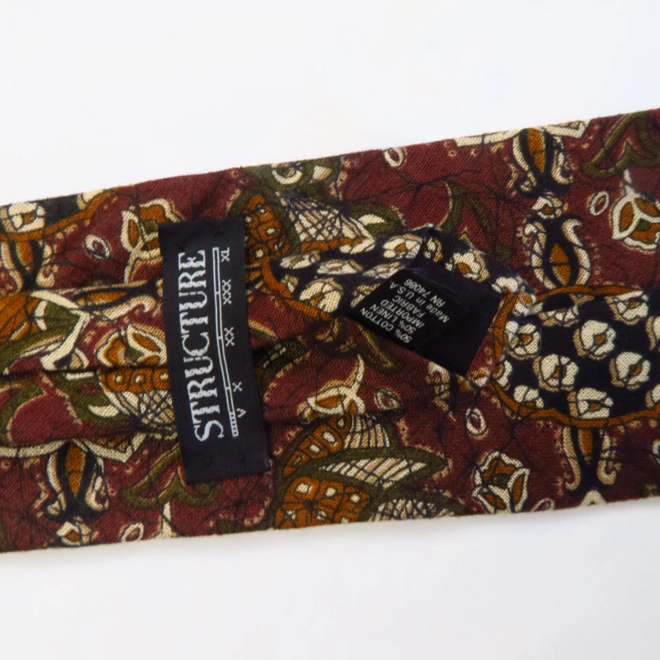 Corbata de cuello tapiz floral abstracto estructura vintage 56x3,5 algodón/lino clase Foto 3 de 4