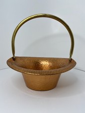 Coppercraft Guild Hammered Copper Basket Bowl Brass Handle