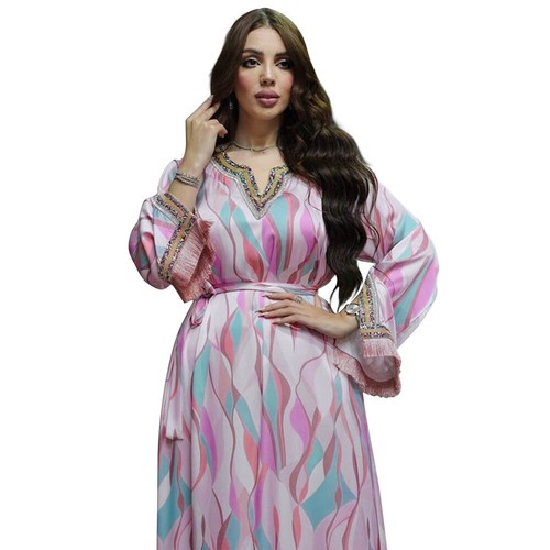 Muslim Women Abaya Long Sleeve Dress Dubai Islamic Party Robes Robe Evening - Picture 18 of 107