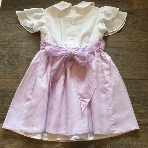 Vintage 1990s Allison Ann Little Girls Lilac & White Short Sleeve Dress Sz 5/5T - Picture 4 of 7