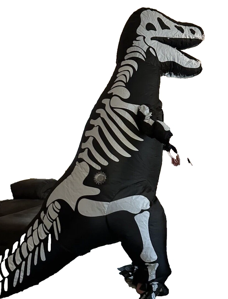 Halloween Adult Costume Inflatable Dinosaur Skeleton Jumpsuit With Fan - Image 2 of 4