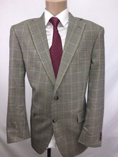 HART SCHAFFNER MARX MENS BLAZER SPORTS COAT JACKET SZ 41R TAN HOUNDSTOOTH PLAID