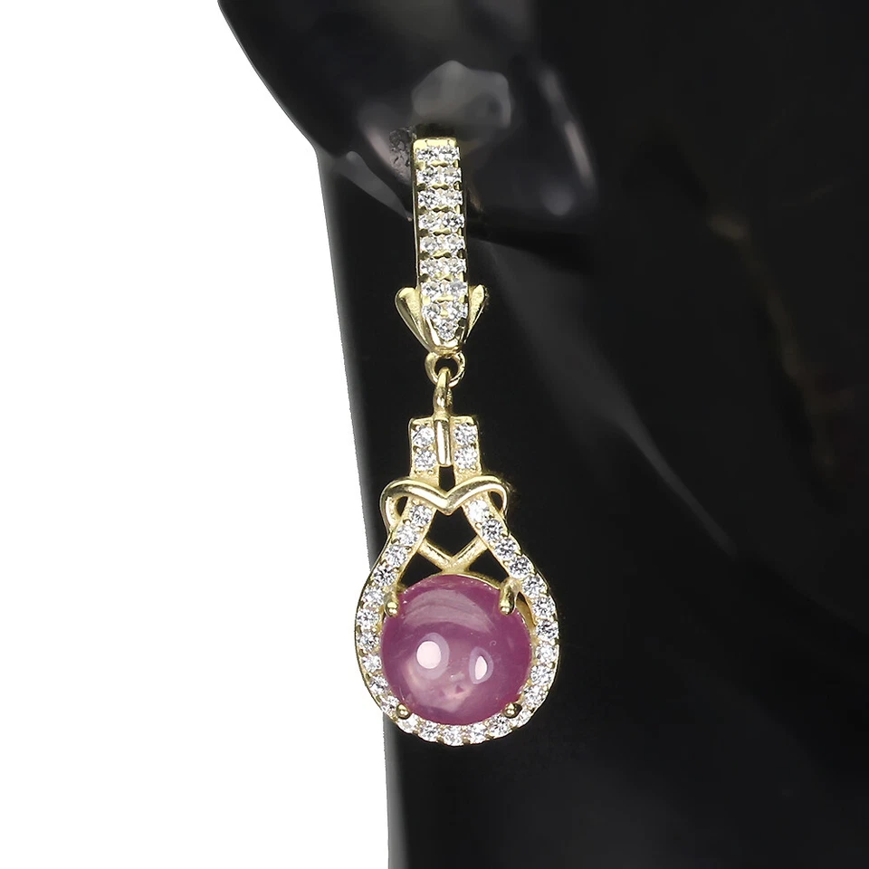 925 Sterling Silver Earrings Ruby 7mm Simulated Cz Natural Gemstone Jewelry Gift - Image 2 of 4