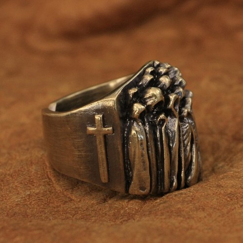 Nothingness World Ghost Brass Ring Mens Punk Jewellery BR273B UK N½ to Z4 BZ - Picture 6 of 27