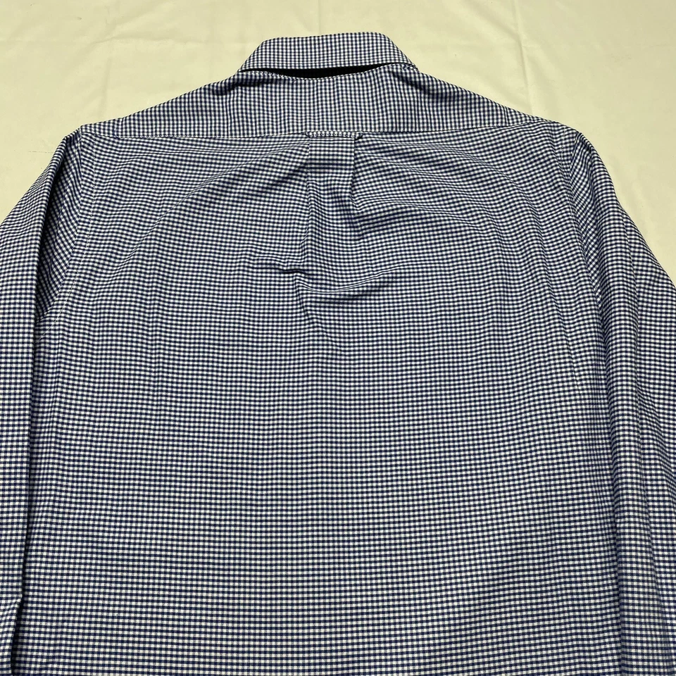 IZOD Button Up Shirt Men's Small Blue Plaid Varsity Oxford Undershirt Slim Fit - Image 4 of 4
