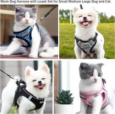 Dog Harness with Leash Set, No Pull Adjustable Reflective Step-in Puppy Pet Ves