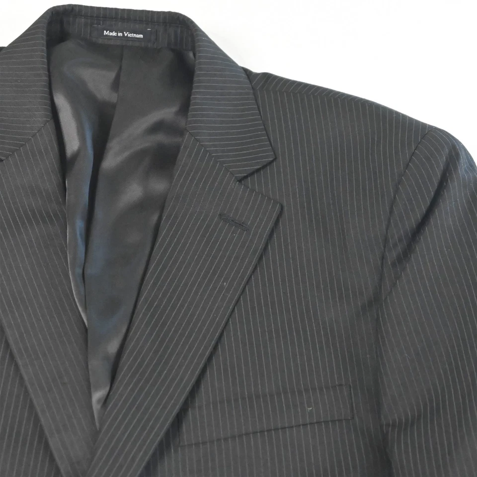 Geoffrey Beene 42R 36x32 黑色条纹男式夹克裤子套装 — 第 3/4 张图片