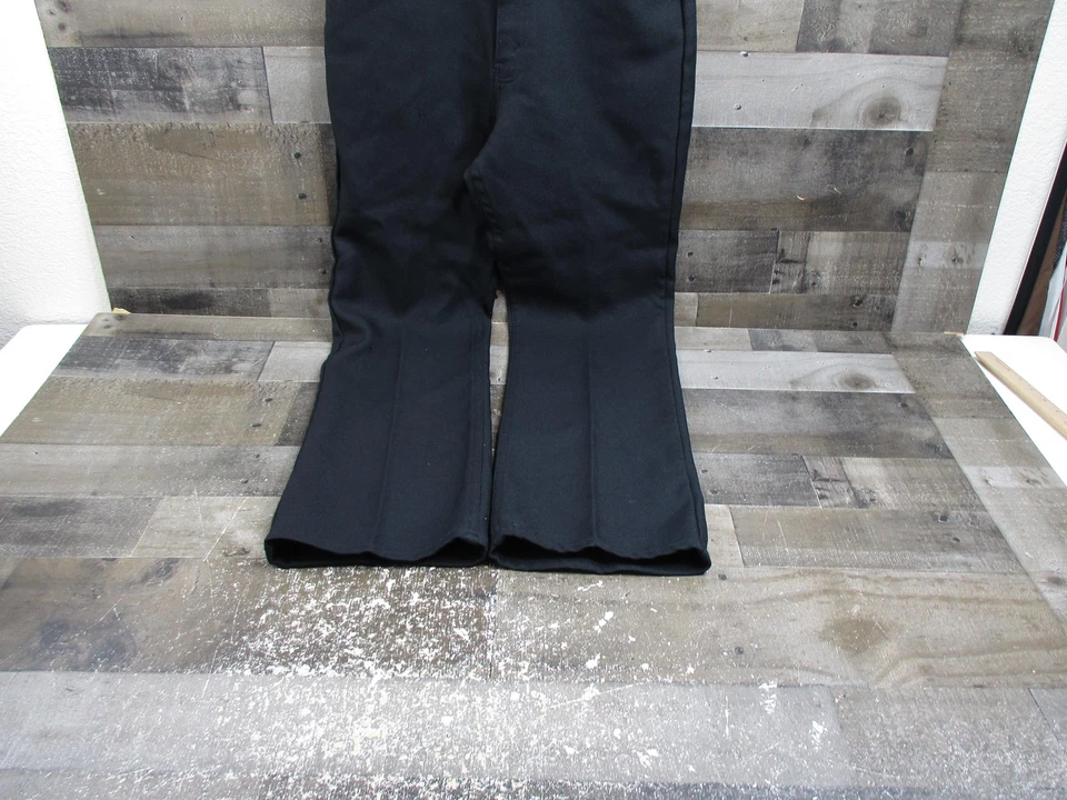 Pantalones Bell Bottom Vintage Para Hombre 33x30 Negro Acampanado Hecho en EE. UU. Años 70 Scovill Sarga Foto 3 de 4