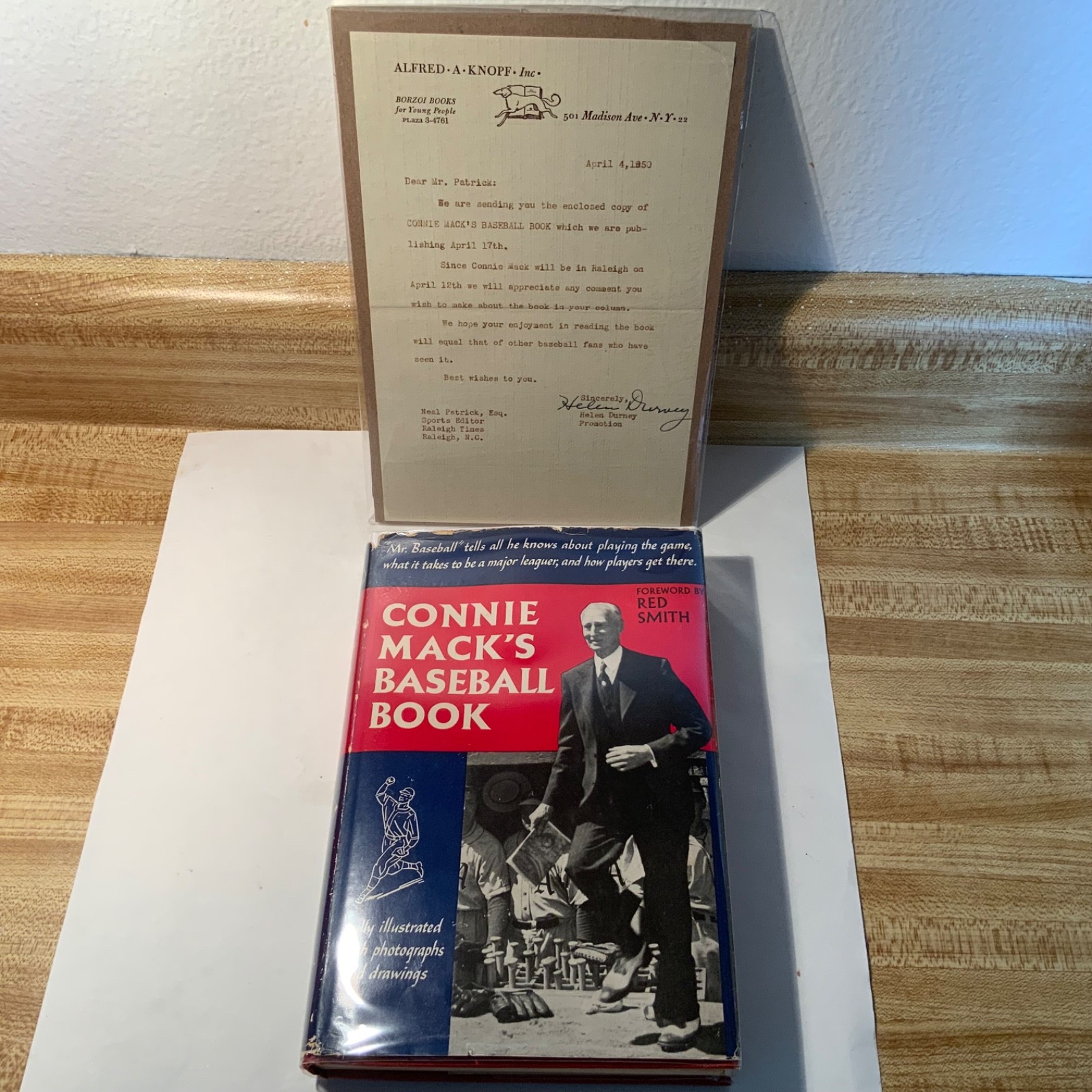 Connie Mack’s Baseball Book Advance Review copy + Knopf promo letter 1950 NF/VG+