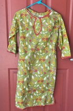 Handmade Pakistani Meadow Green Floral Lawn Kurta Trouser 2-Piece Set Size S