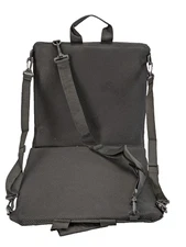 Folding Stadium Chair Portable Black Padded Seat + Mesh Pocket & Shoulder Strap