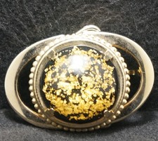 XD19146 GREAT VINTAGE 1970s GOLD FLAKES UNISEX FASHION GOLDTONE BELT BUCKLE