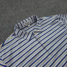 Peter Millar Polo Shirt Mens XL Blue Stripe Summer Comfort Golf Performance