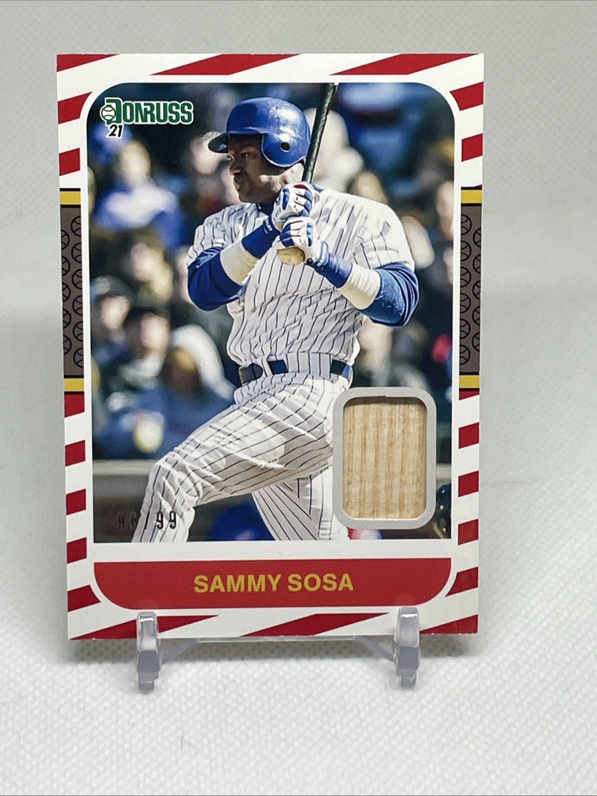 2021 Panini Donruss - Retro 1987 Materials Sammy Sosa #87M-SS Red /99 (MEM)