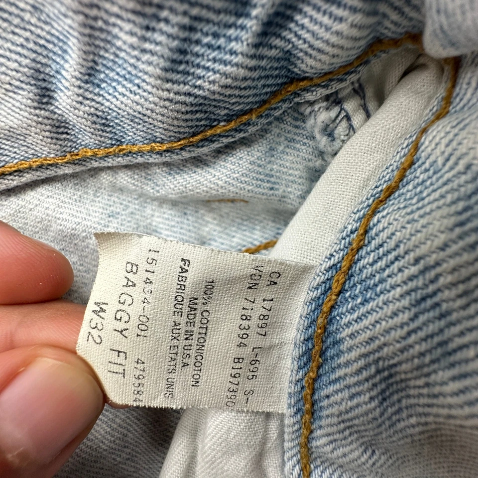 复古 GAP 牛仔最佳基础宽松版型美国制造浅洗短裤男式 32  — 第 3/4 张图片