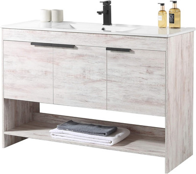 Sleek 48'' White Bathroom Vanity with Sink & Soft-Close Doors for Small Spaces