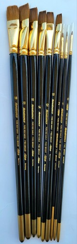 9 Renaissance Silver Artist Paintbrushes #7102 Red Sable Brights ...