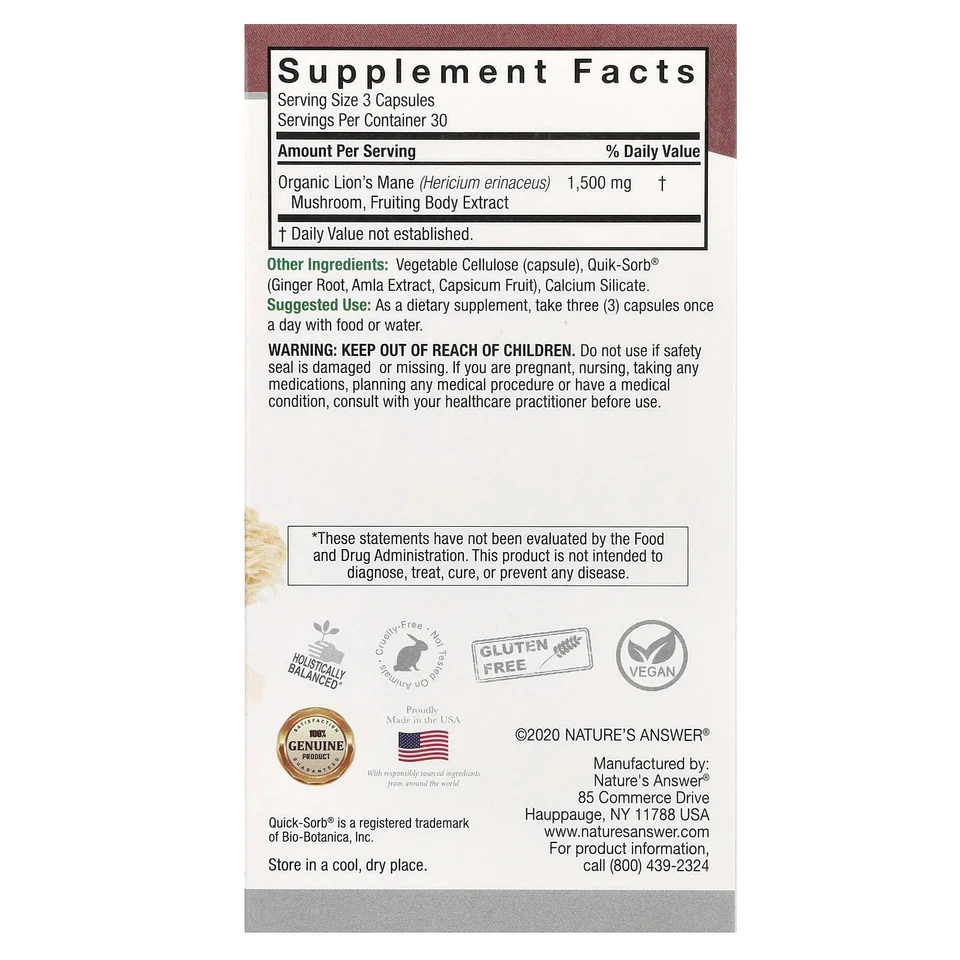 Melena de León, 90 Cápsulas Vegetarianas (500 mg por Cápsula) Foto 2 de 3