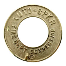 2-1/2" ROUND WALL PLATE "AUTO SPKR FIRE DEPT CONNECTION" Polished Brass